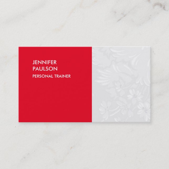 Carte De Visite Personal Trainer Special Red Floral Damask (Devant)