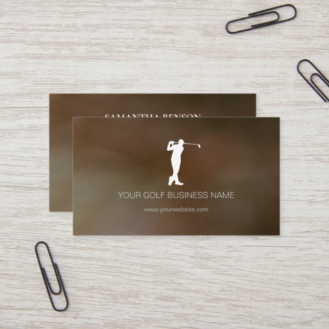 Carte De Visite Personalized Modern Black Professional Golf (Devant/Arrière en situation)