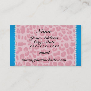Carte De Visite Personalized name pretty pink leopard blue stripe