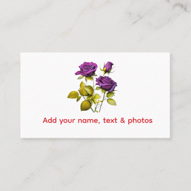 Carte De Visite Personalized Purple Rose Business Card | Add Your (Devant)