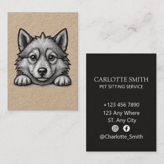 Carte De Visite Personalized Veterinarian Husky Sketch