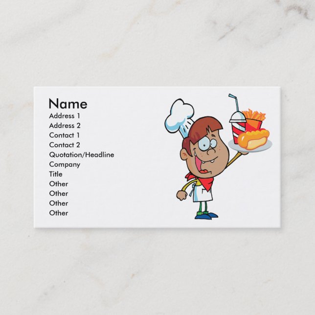 Carte De Visite personnage du serveur de restauration rapide (Devant)