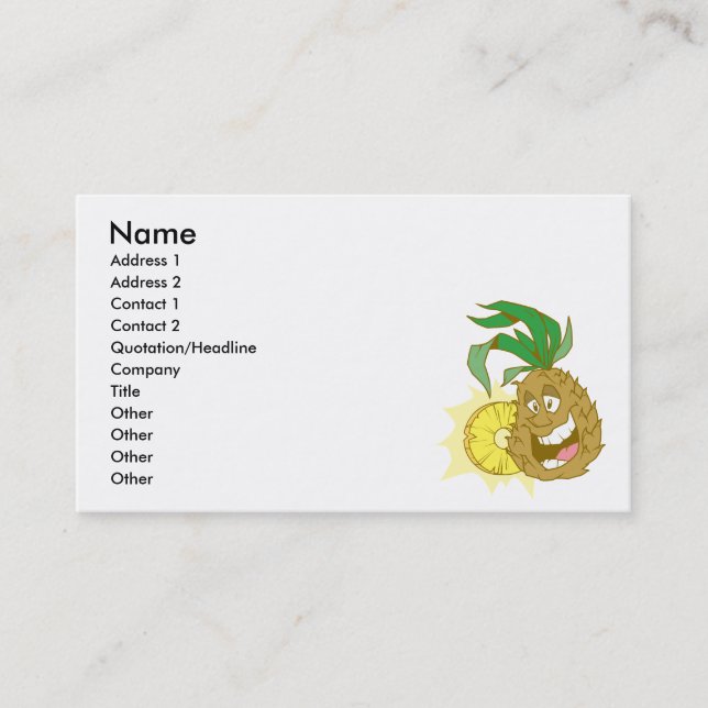 Carte De Visite personnage heureux de type ananas (Devant)