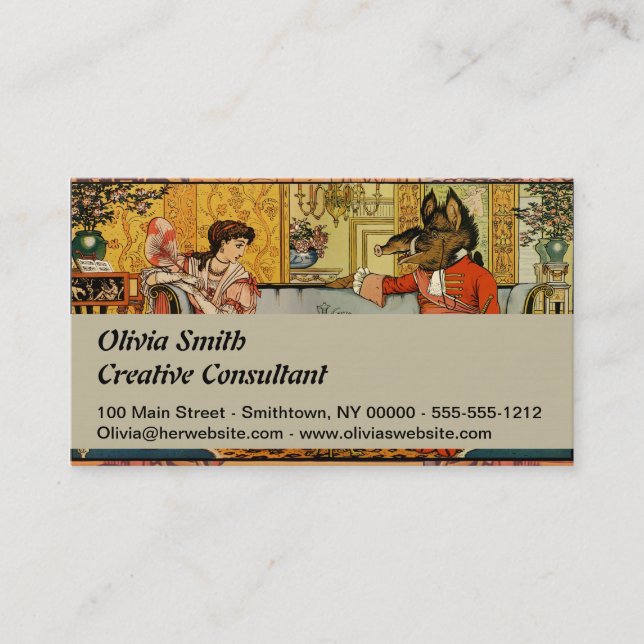 Carte De Visite Personnages Classiques de Contes de Fées de Beauté (Devant)