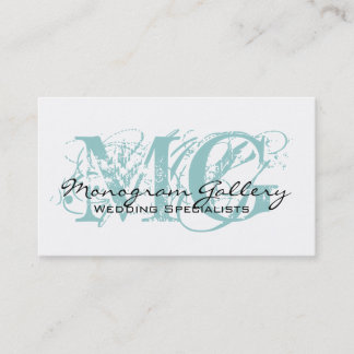 Carte de visite personnalisable de monogramme bleu