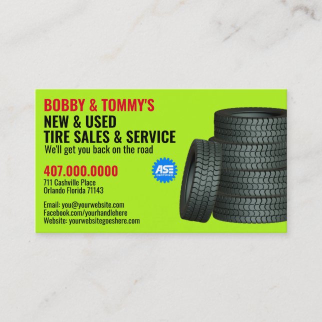 Carte de visite personnalisable Modern Tire Servic (Devant)
