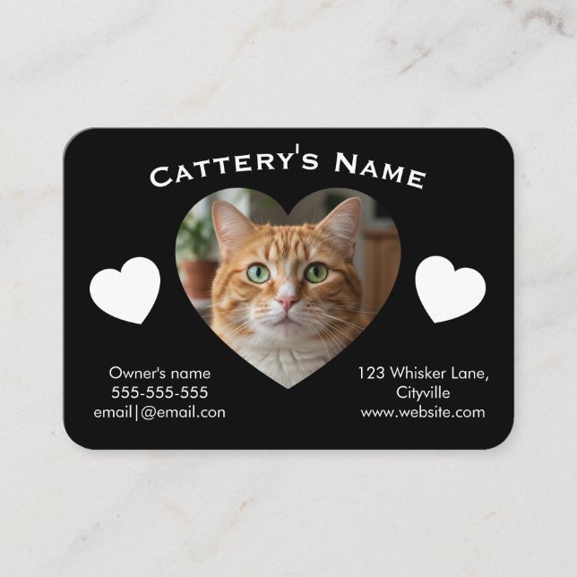 Carte de visite personnalisable noire pour chatter (Devant)