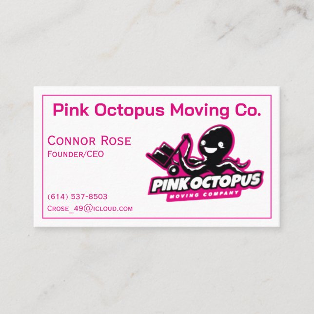 Carte de visite personnalisable Octopus rose (Devant)