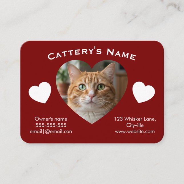 Carte de visite personnalisable pour chatterie (Devant)