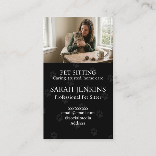 Carte de visite personnalisable pour pet-sitter en (Devant)