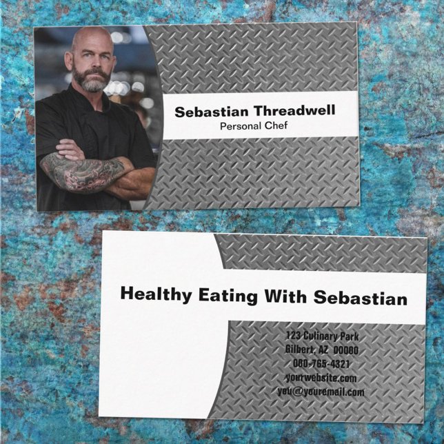 Carte De Visite Personnalisé Chef Plaque de diamant Photo personna (Créateur téléchargé)