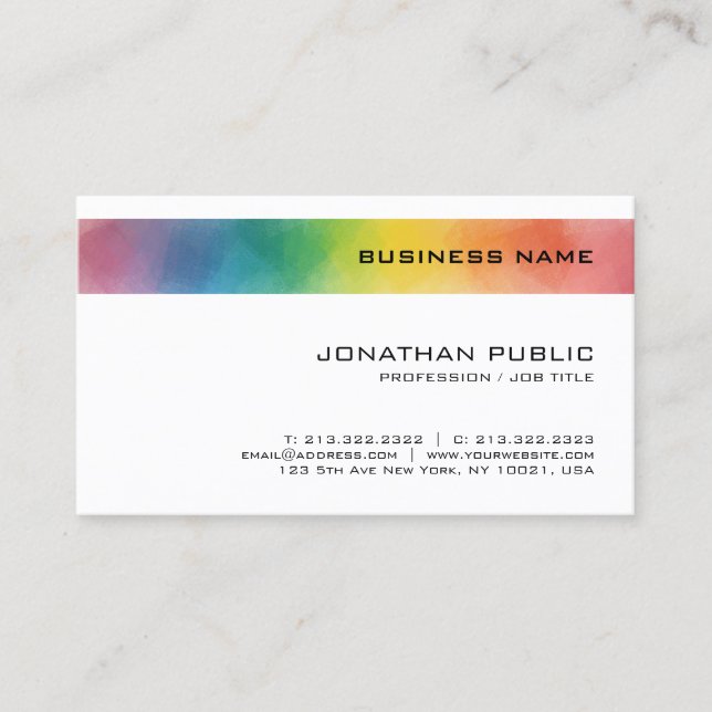 Carte De Visite Personnalisé Coloré Élégant Design minimaliste mod (Devant)
