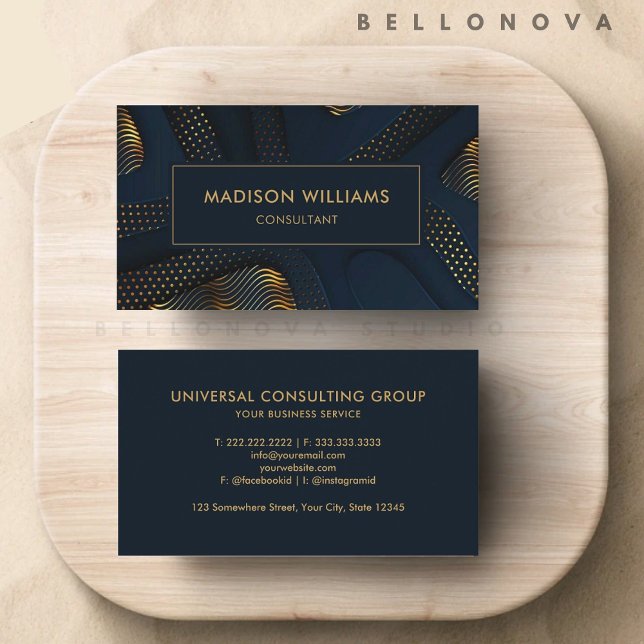 Carte De Visite Personnalisé Dark Navy Blue Gold Parties scintilla (Custom Dark Navy Blue Gold Glitter Professional Business Card)