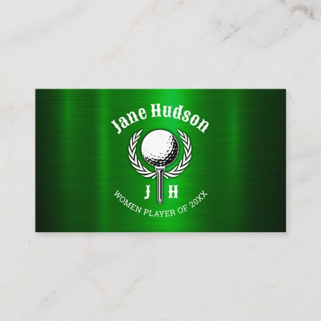Carte De Visite Personnalisé Elegant Dames Golf Monogramme Concept (Devant)