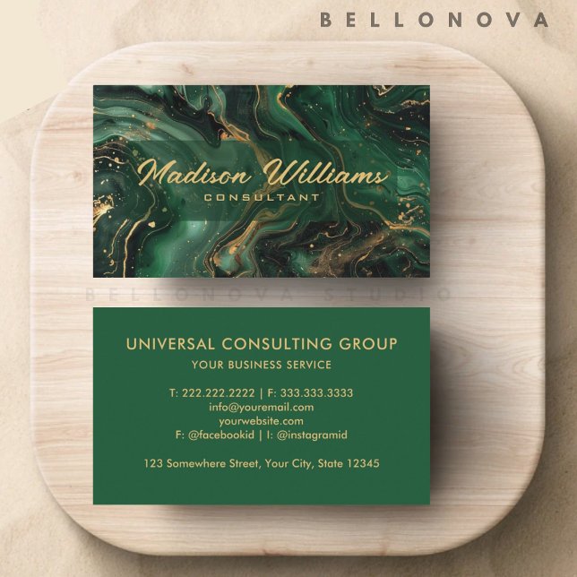 Carte De Visite Personnalisé Green Gold Black Gold Professionnel (Custom Green Gold Black Gold Professional Business Card)