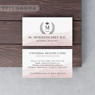 Carte De Visite Personnalisé Initial & Nom Blanc Rose noir Monogra