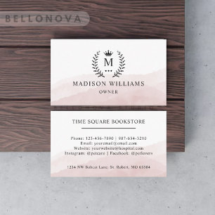 Carte De Visite Personnalisé Initial & Nom Blanc Rose noir Monogra