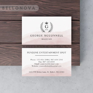 Carte De Visite Personnalisé Initial & Nom Blanc Rose noir Monogra