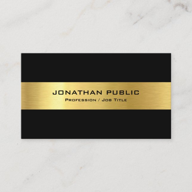 Carte De Visite Personnalisé moderne Elegant Black Gold Simple Mod (Devant)