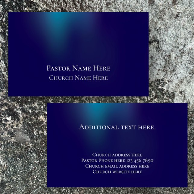 Carte De Visite Personnalisé Moderne Stylisant Pasteur de l'Église (Custom business cards, modern, cool light. Christian pastor church calling card. Stylish blue.
)