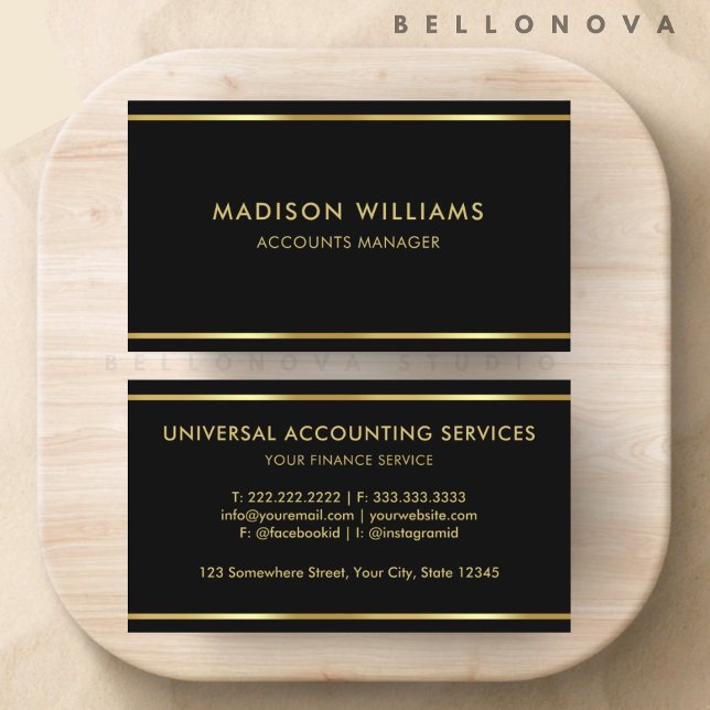 Carte De Visite Personnalisé Noir et Or Premium Professionnel (Custom Black and Gold Premium Professional Business Card)
