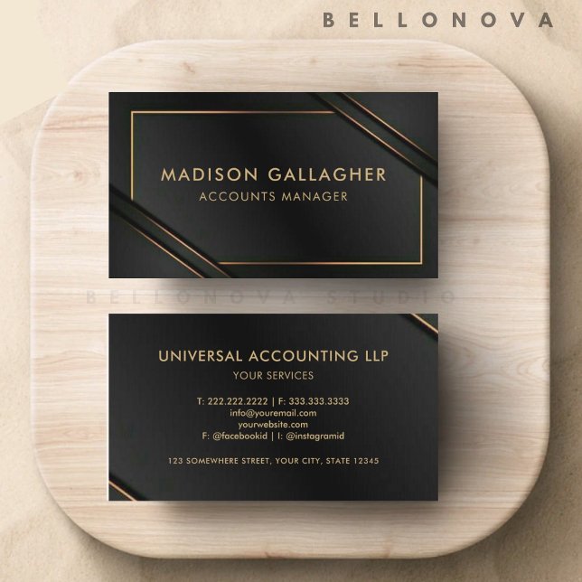 Carte De Visite Personnalisé Noir Et Or Professionnel (Custom Cute Black And Gold Professional Business Card)
