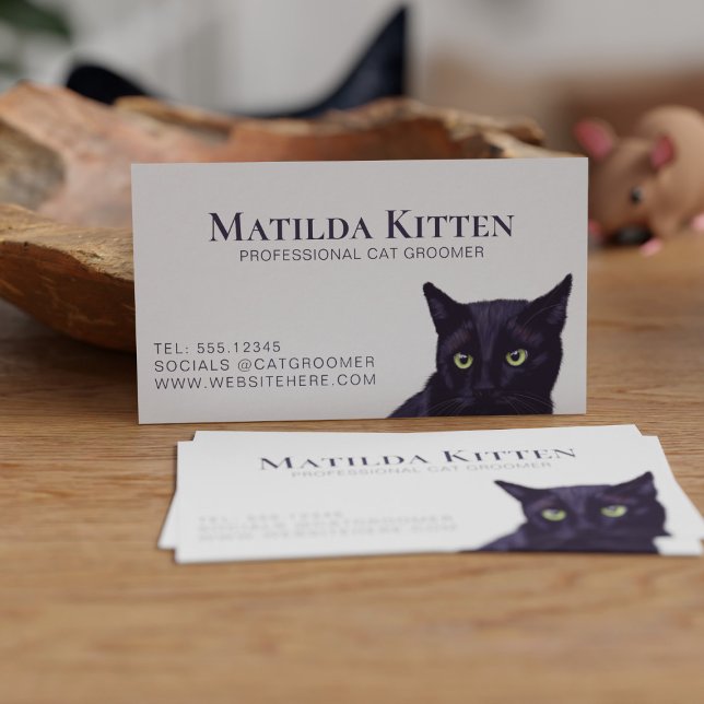 Carte de visite personnalisé pour animal de compag (Purrfect business card for a cat groomer or pet sitter., Just add your details)