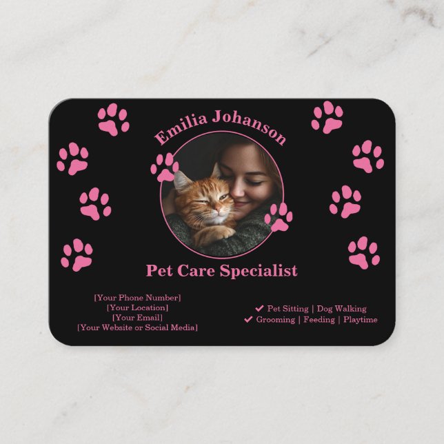 Carte de visite personnalisé pour animaux de compa (Devant)