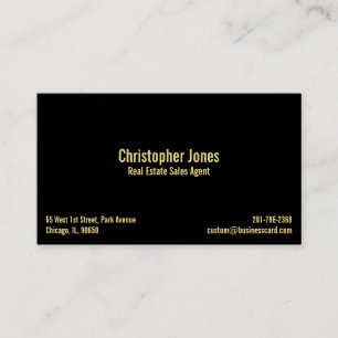 Carte De Visite Personnalisé professionnel Elégant Black Faux Go