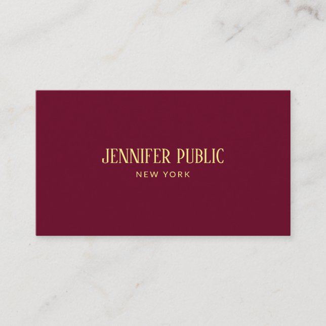 Carte De Visite Personnalisé tendance élégant Ruby Rouge & Or Luxe (Devant)