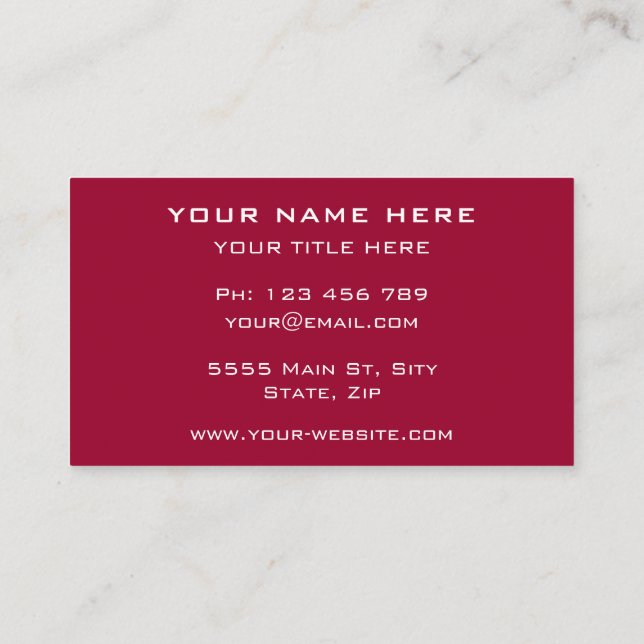 Carte de visite personnalisé Votre nom Information (Dos)