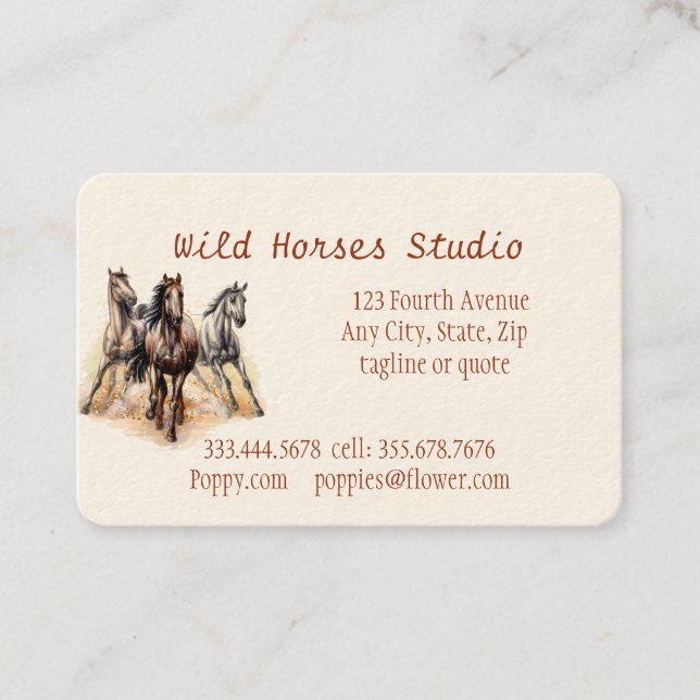 Carte de visite personnalisé Wild Horses Studio (Devant)