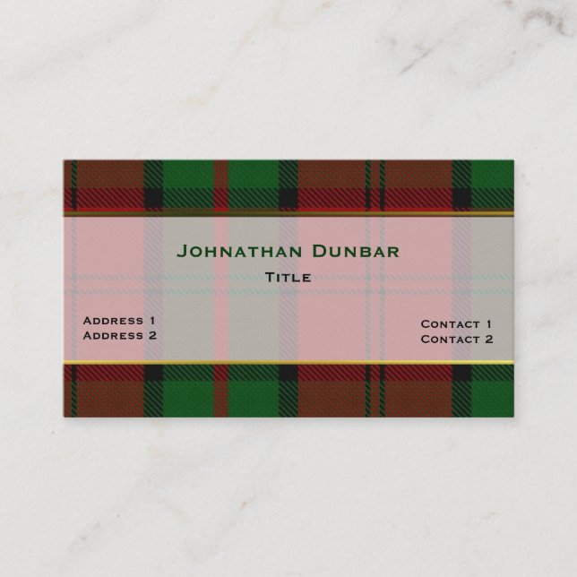 Carte de visite personnalisée avec le tartan éléga (Devant)