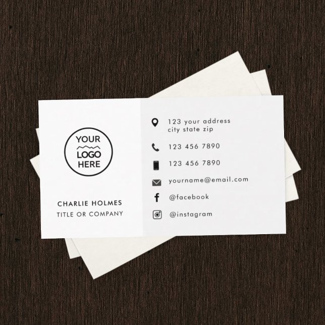 Carte de visite personnalisée avec logo blanc mode (Créateur téléchargé)