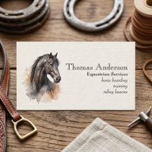 Carte de visite personnalisée Cheval équin aquarel