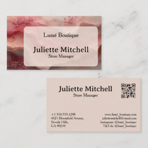 Carte de visite personnalisée en marbre rose pouss