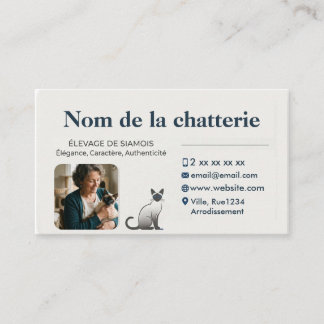 Carte De Visite Personnalisée Luxe Photo Élevage de Siamois