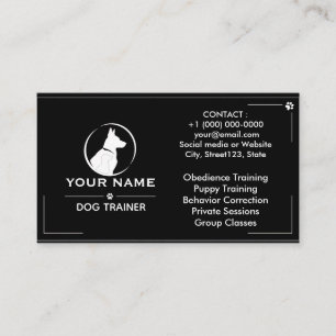 Carte de visite personnalisée noir pour dresseur d