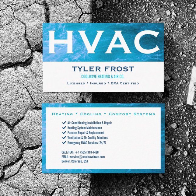 Carte De Visite Personnaliser CVC  Chauffage Climatisation Refroid (Personalize with your business card details)