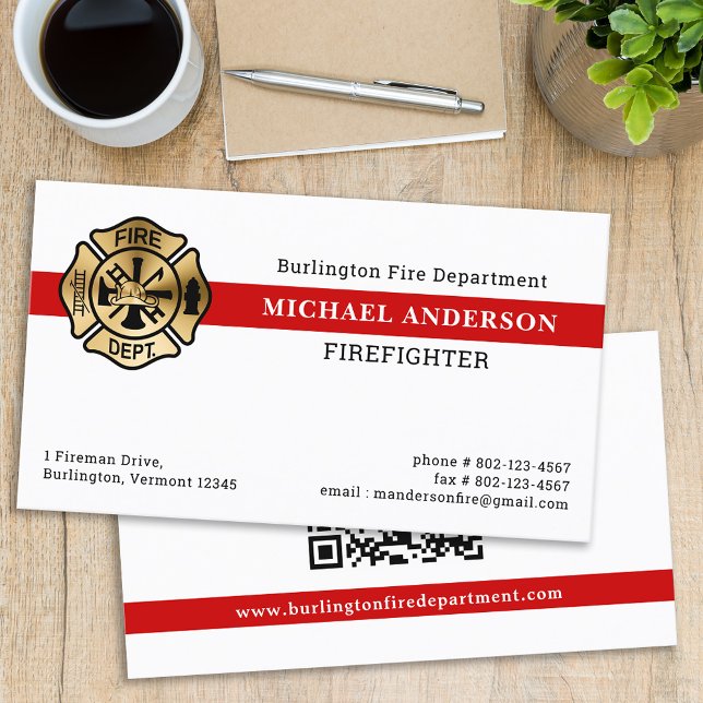 Carte De Visite Personnaliser du service d'incendie Code QR Logo p (Créateur téléchargé)