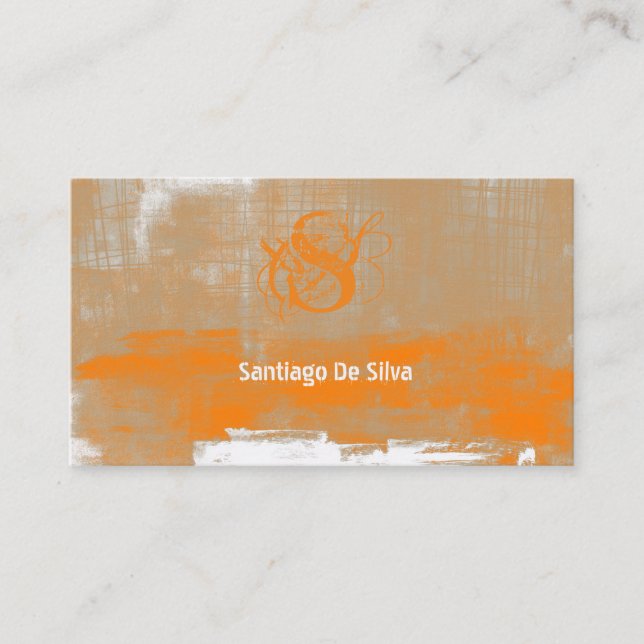 Carte De Visite Personnaliser style Abstrait orange gris blanc Nr2 (Devant)