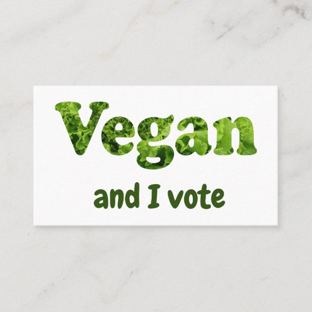 Carte De Visite Personnaliser Vegan Activist Voter (Devant)