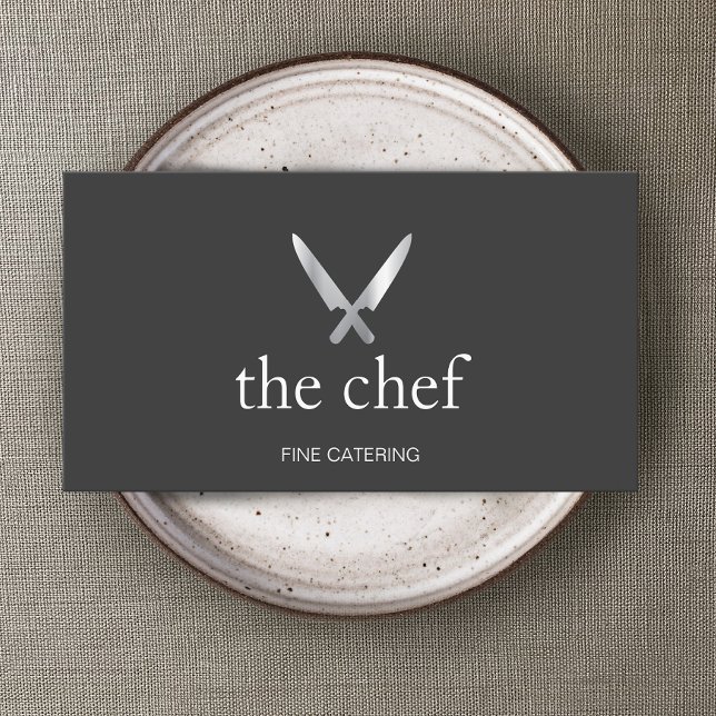 Carte De Visite Personnel Chef Couteau Logo Simple Cuisine Gastron (Créateur téléchargé)