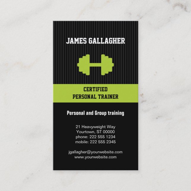 Carte de visite personnel d'entraîneur (Devant)