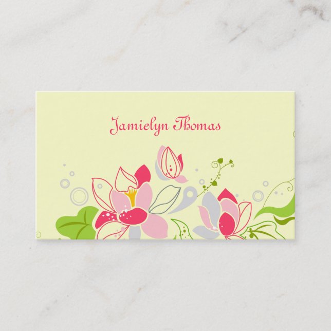 Carte de visite personnel - modèle floral (Devant)