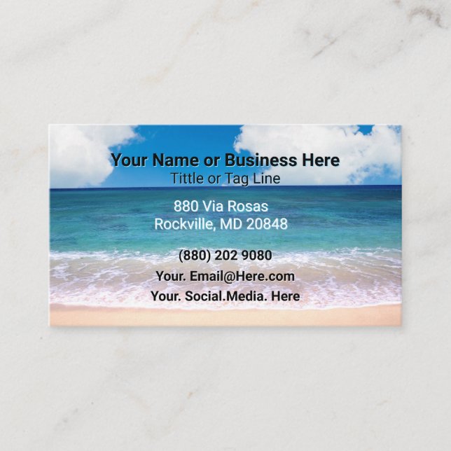 Carte de visite personnelle Plage et vagues (Devant)