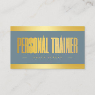 Carte De Visite Personnelle Trainer Dusty Bleu Et Or
