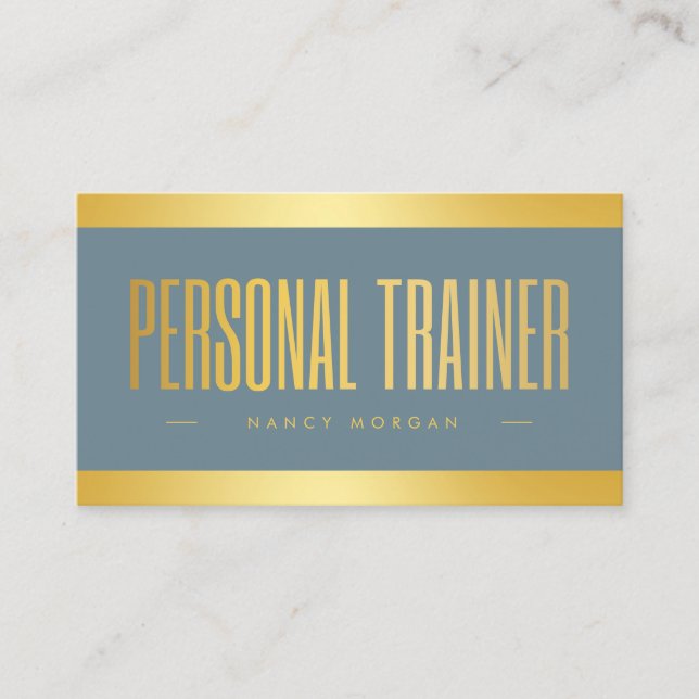 Carte De Visite Personnelle Trainer Dusty Bleu Et Or (Devant)