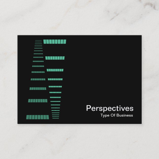 Carte De Visite Perspectives - Turquoise et blanc sur noir (Devant)