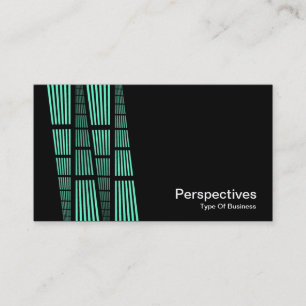 Carte De Visite Perspectives v2 - Turquoise et blanc sur noir